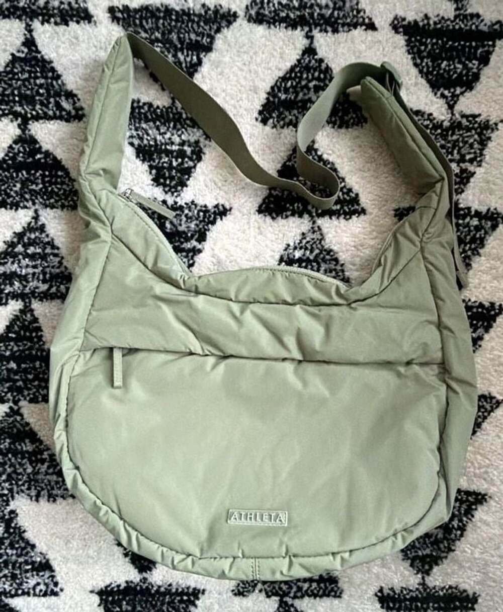 Athleta All About Medium Hobo Bag Green Nylon Shoulder Bag